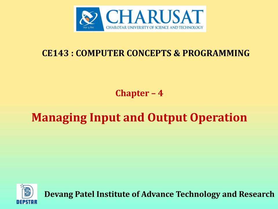 Managing input and output operation